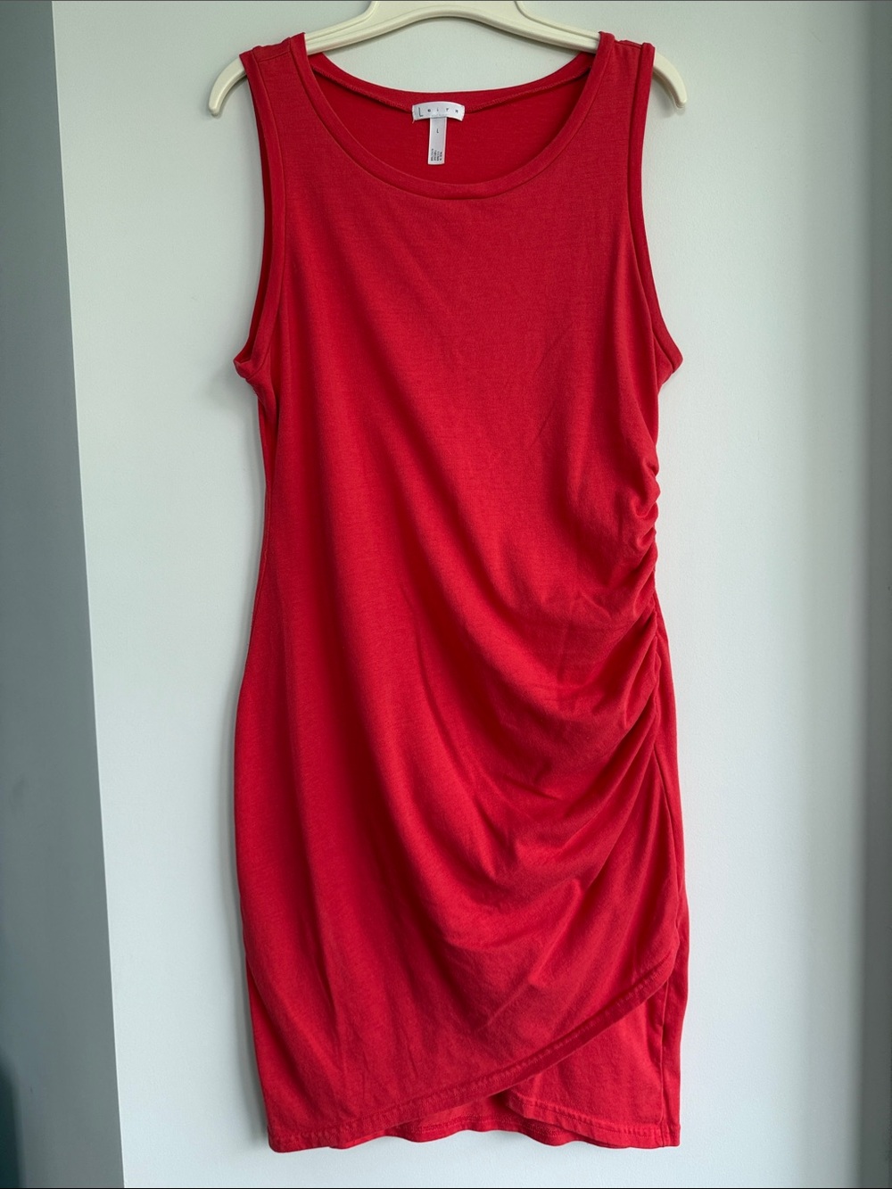 Leith Coral Pink 💖Tank Dress with side ruching, Size L